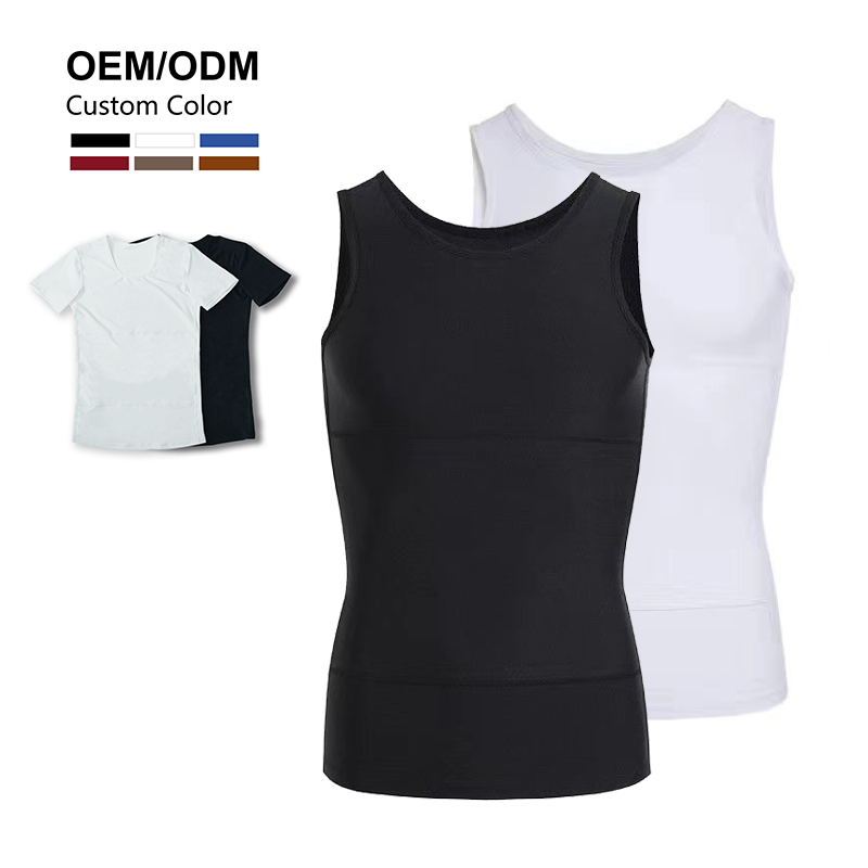 Manufacturer OEM Service High Elastic Slim Fit Undershirts for Men Posture Correcting Shirts Vest Workout Compression Tank Tops