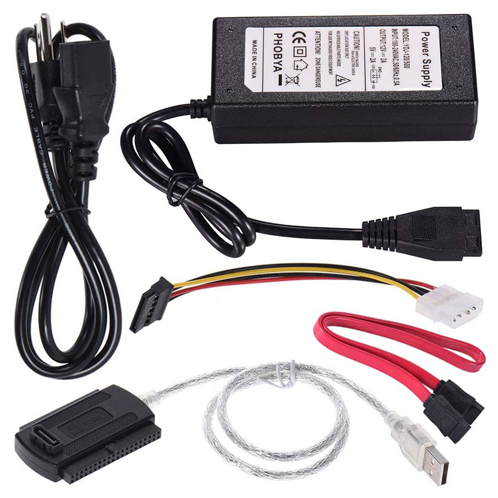 Адаптер для жесткого диска SATA/PATA/IDE на USB 2,0 с кабелем 2,5 дюйма/3,5 дюйма, набор преобразователей для жесткого диска HDD со стабильным блоком питания переменного тока