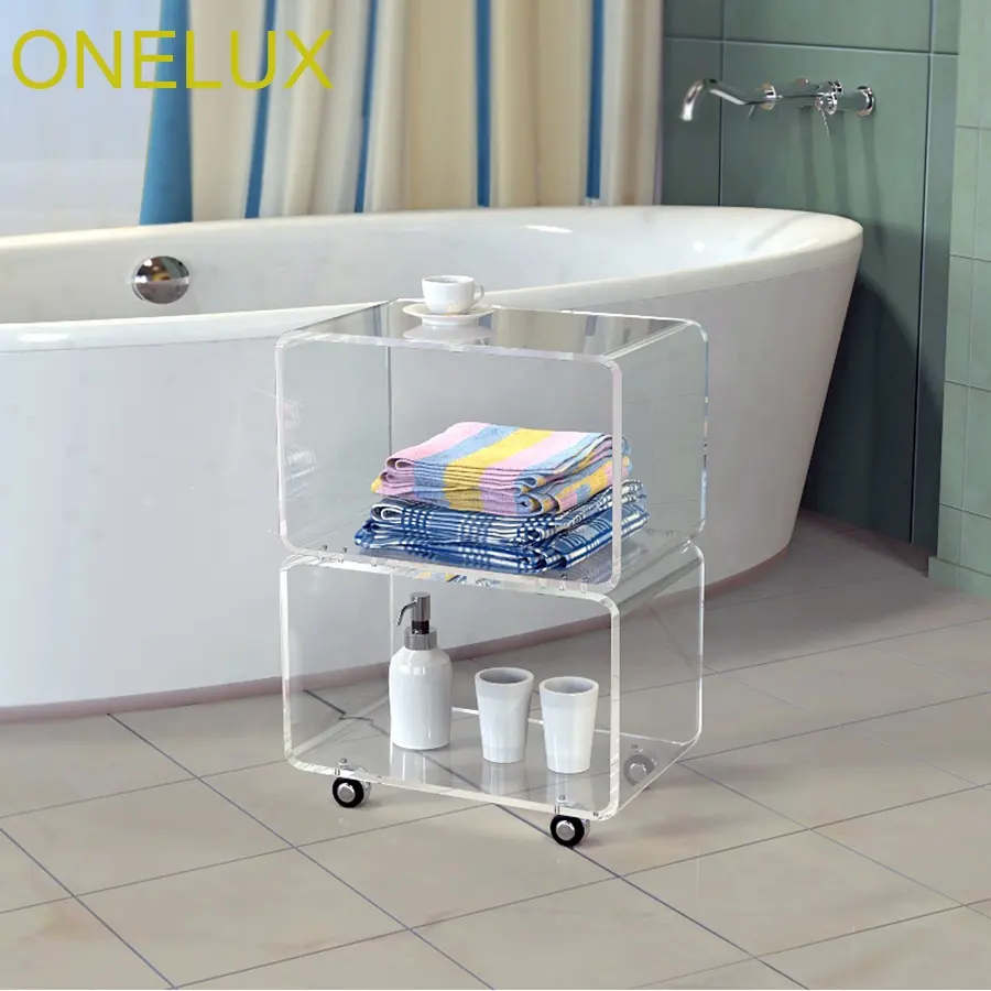 Современная прозрачная акриловая полка для хранения в ванной комнате с колесами