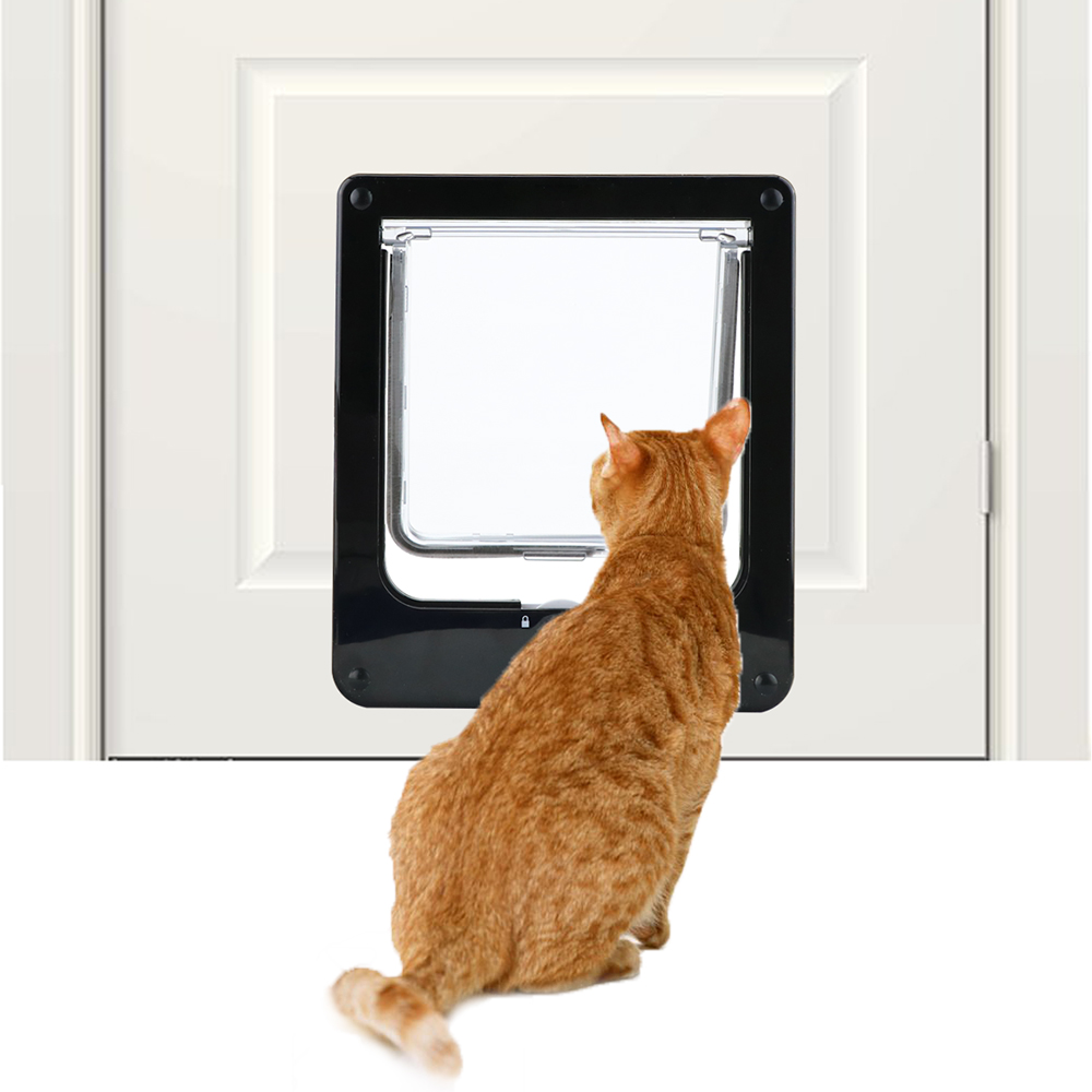 Factory Suitable for Window and Wall 4 Way Locking Cat Flap Door for Interior Exterior Doors Free Access Cat Flap Door