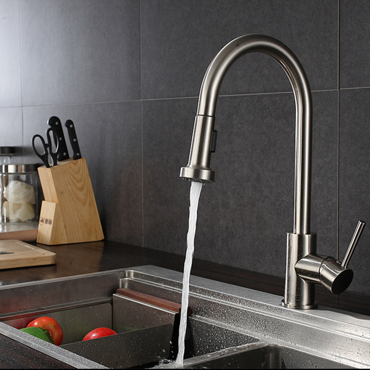 factory wholesale 304 stainless steel kitchen faucet pull down