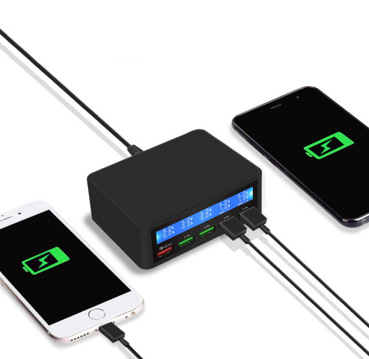 DP; американские размеры 5-станция зарядного устройства с портом usb для быстрой зарядки 3,0 со светодиодным цифровым дисплеем зарядное устройство для мобильных телефонов и планшетов