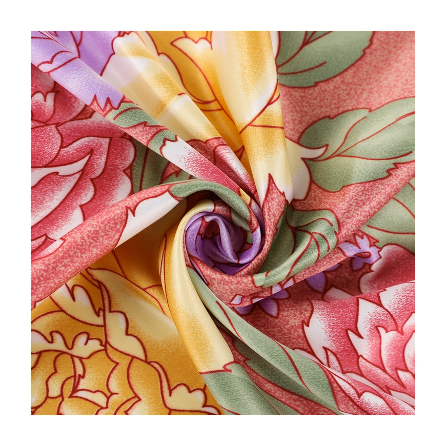 China supplier satin textile floral red polyester printed satin silk fabric