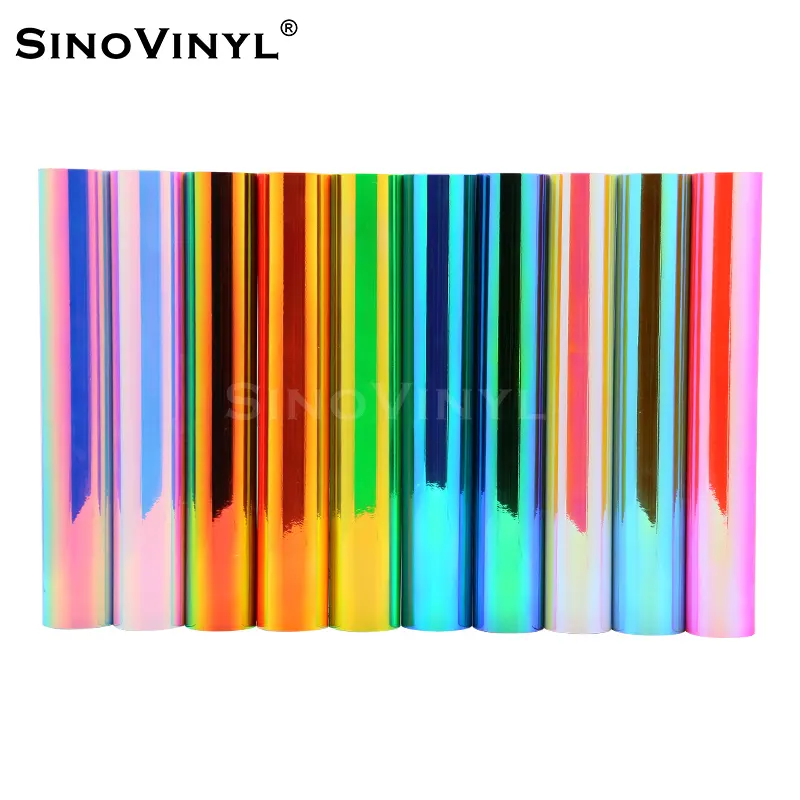 SINOVINYL Holografico Chrome Rainbow Graphic DIY Craft Colorful Hologram Film Self Adhesive Sticker Holographic Cutting Vinyl
