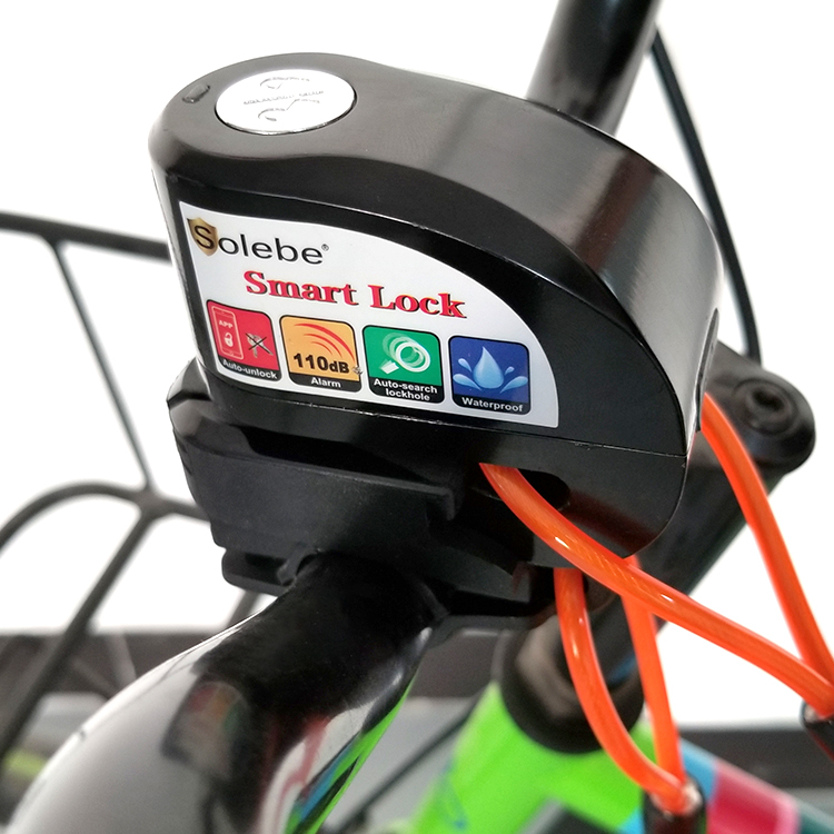 high security smart motorcycle disc brake locks solebe app control IP55 waterproof 110db alarm motorbike lock