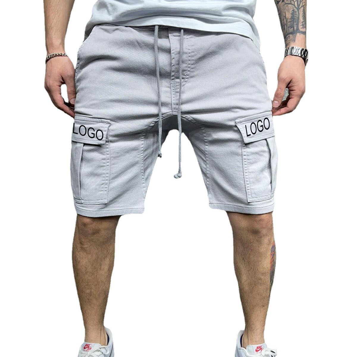 Custom logo multi-pocket overalls shorts men's outdoor running sports training five-point pants tether casual pants Sweat Shorts