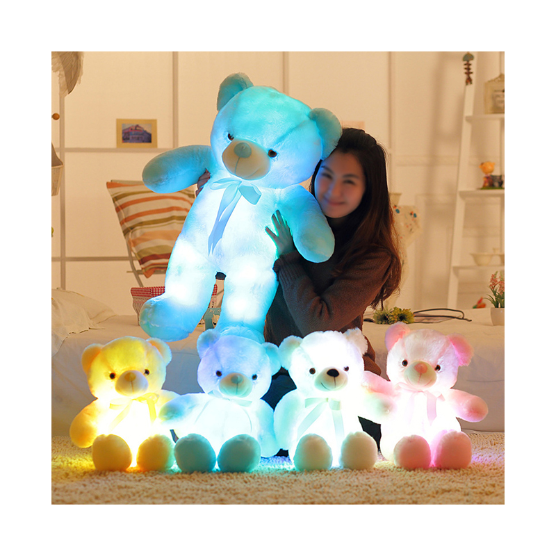 Hot Sell Creative Light Up LED Colorful Glowing 30CM Teddy Bear Stuffed Animal Plush Toy Christmas Gift