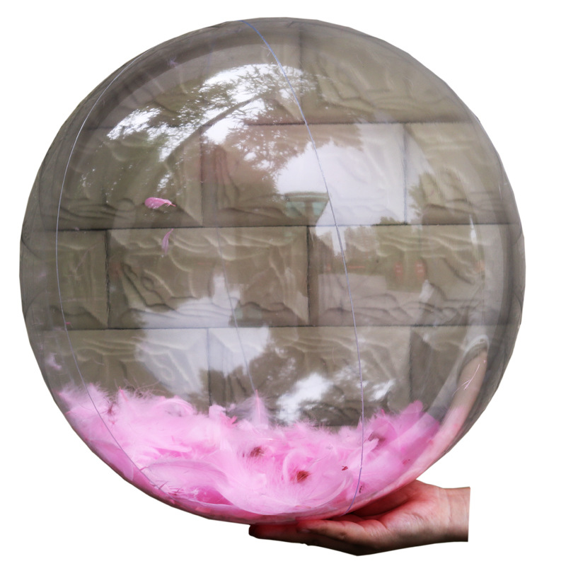 2021 Hot Sale Pvc Transparent Inflatable Beach Ball With Feather