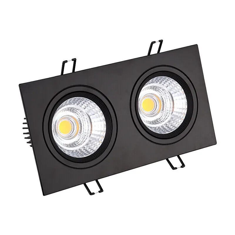 Factory produce COB downlight double heads adjustable angle cob led grille light down light
