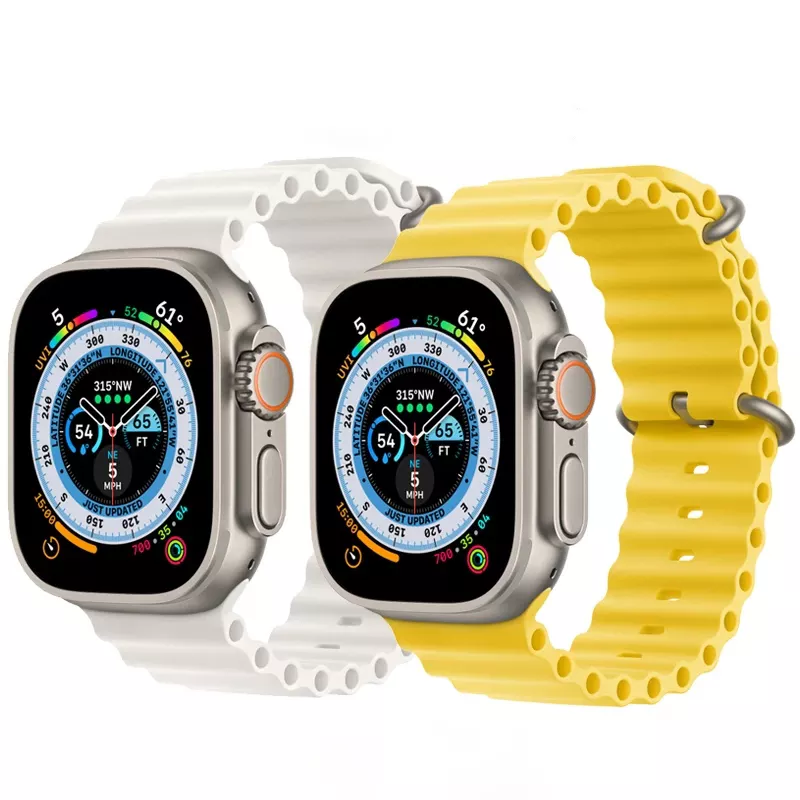 Ремешок силиконовый для Apple Watch Series 8, резиновый спортивный браслет для Apple Watch Ultra Band 49 мм