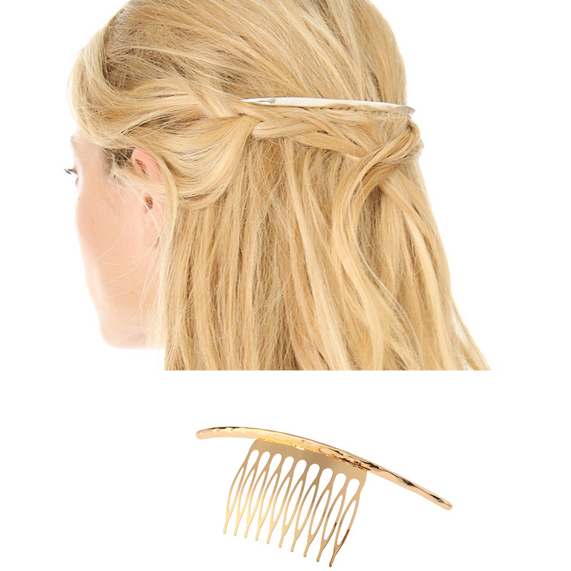 European And American Hot Style Alloy Accessories Women Hair Comb Simple Cute Solid Color Girls Hair Comb