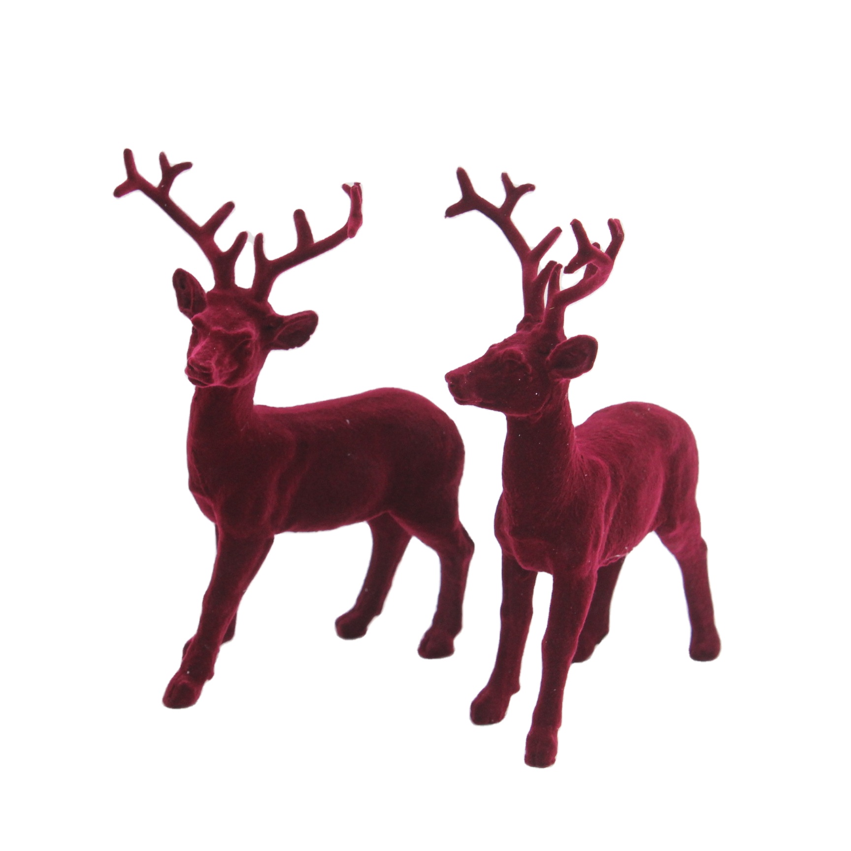 Animal Statues Deer Ornament Resin Craft A Pair Of Deer Standing Flocking Craft Sets For Home Decor Christmas Gifts