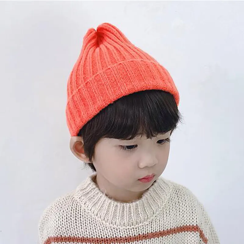 Soft autumn winter solid color multicolour knitted girls boys kids hats warm winter baby hat