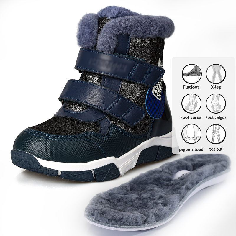 Princepard Winter Warm Cotton Shoes Children Snow Boots Outdoor Walking Boots Orthopedic Boot For Boys