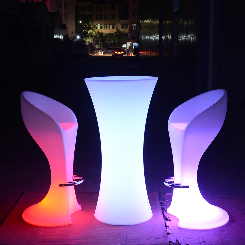 led light furniture /remote control rechargeable led furniture RGB colorful illuminated PE plastic single led sofa chair