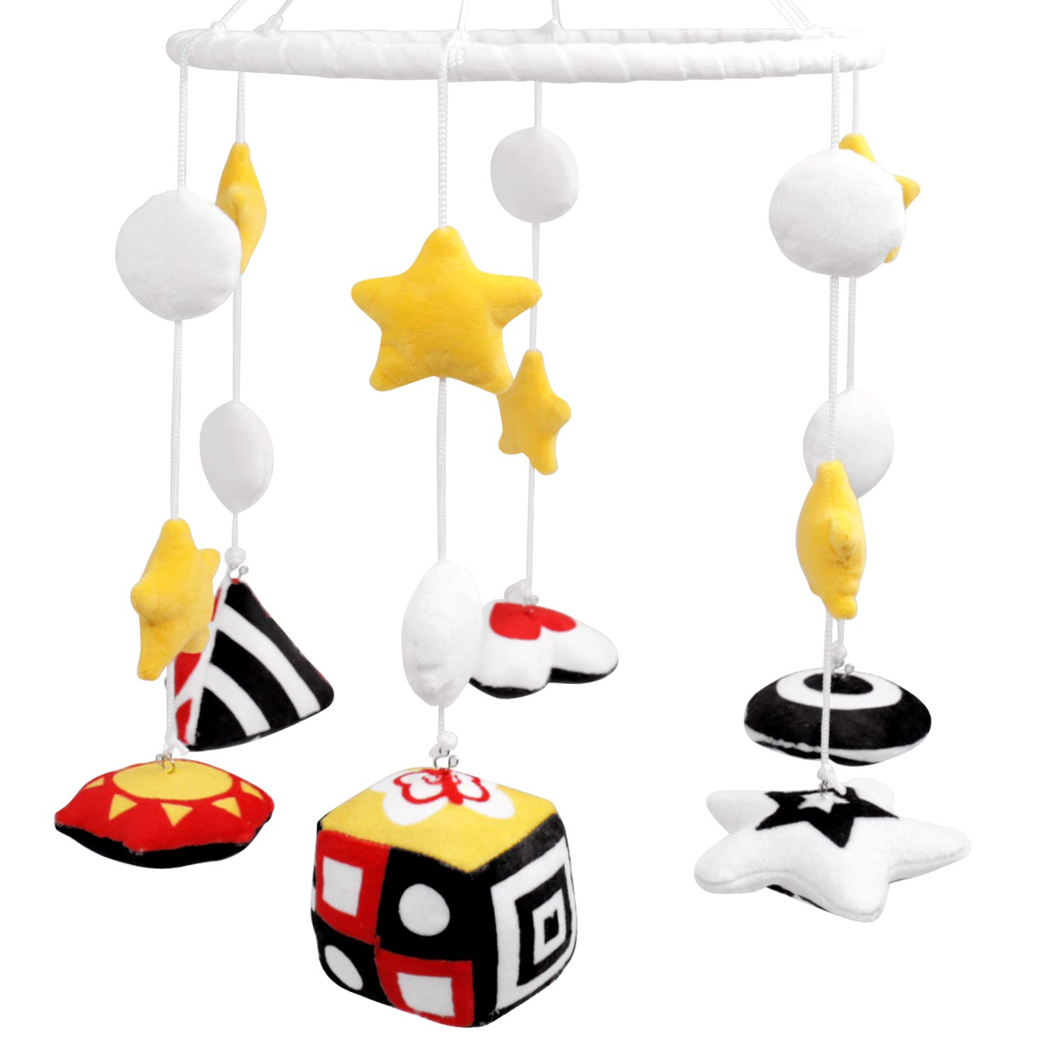 Stuffed Felt Baby Mobiles for Crib Nursery Mobile Black and White Stim Crib Baby Mobile for Safari Newborn Hanging Crib Gifts