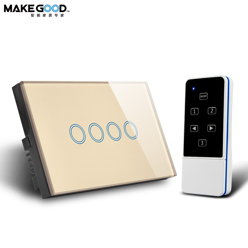 MakeGood 4Gang 1Way Smart Home Light Switch RF 433 Remote Wall Switch SAA Light Switch