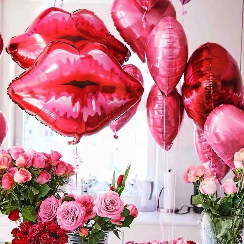 Big Kiss Mouth Red Lip Helium Foil Balloon For Valentine'S Day Wedding Party Decoration Balloon