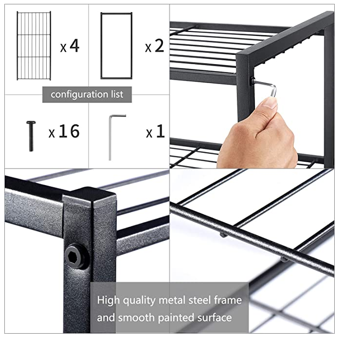 4 Tier Shoe Rack Organizer Entryway Shoe Storage Black Shoe Rack with Premium Metal Space-Saving Design Easy to Assemble