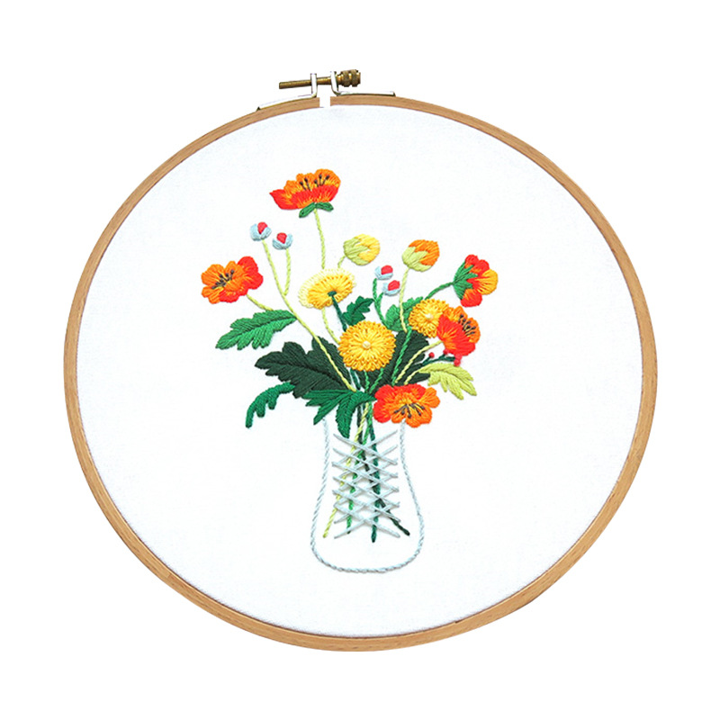 5458 DIY Flowers Embroidery Set Frame for Beginner Needlework Kits Cross Stitch Starter Kit Series DIY Embroidery