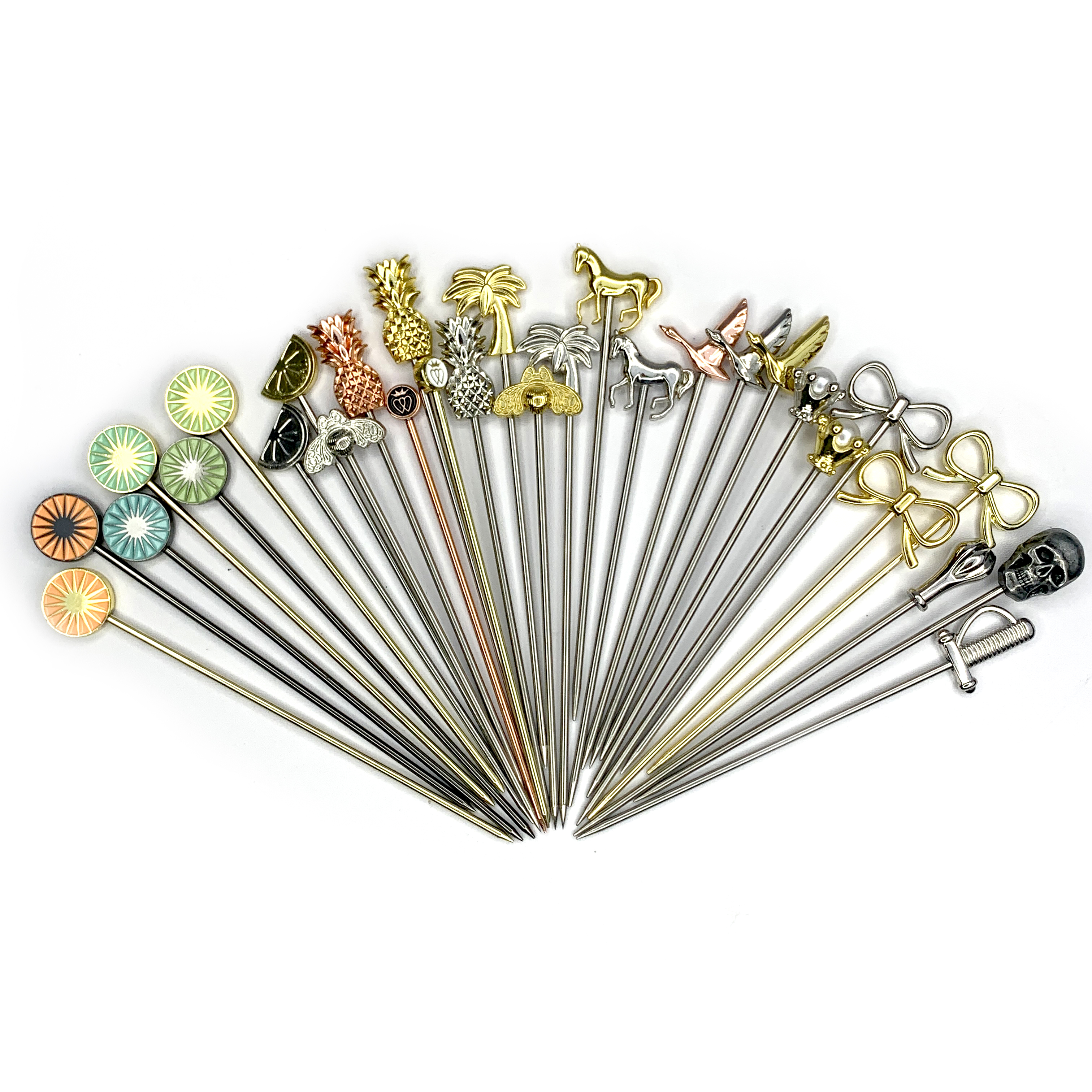 Bar Tools Coloured Custom Design Drink Garnish Stainless Steel Metal Fruit Pick Olive Martini Cocktail Pick