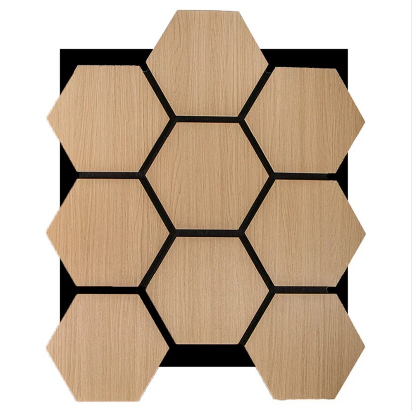 Polyester Fiber Environmental Protection Veneer MDF Wall Decoration Sound Insulation Wood Strip Sound-Absorbing Grille Board