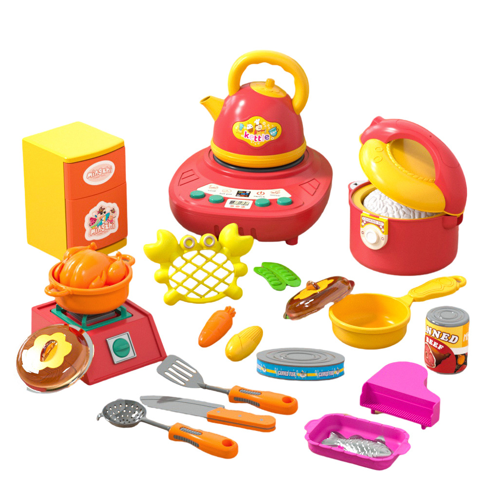 Children's play house kitchen induction cooker rice cooker toy set simulation sound effect role play baby toy