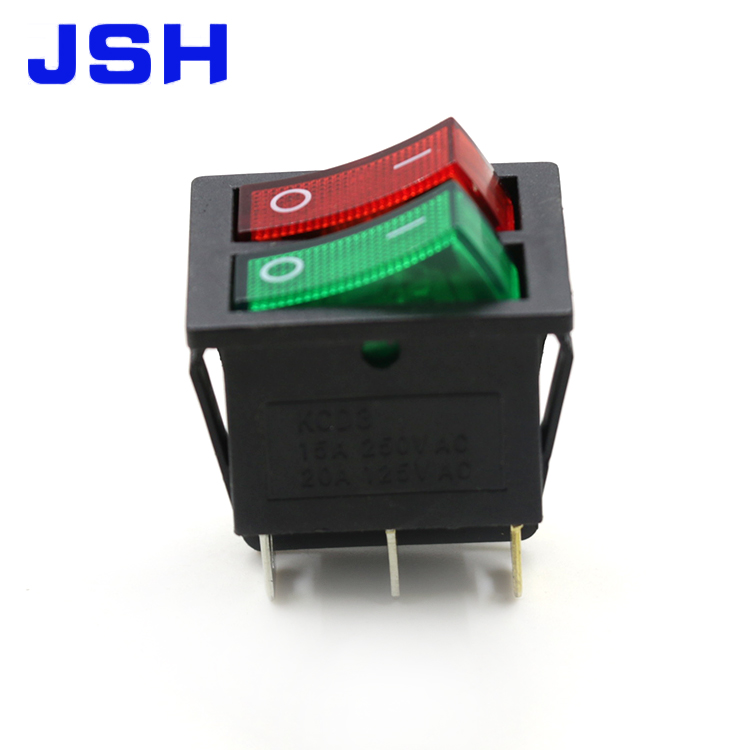 KCD4 AC 250V 16A красный зеленый свет 6P терминалов Вкл/Выкл двойной SPST 2 Way оснастки в лодке кулисный переключатель