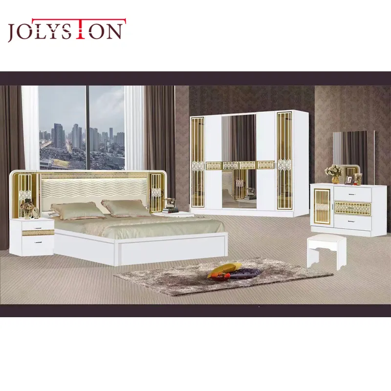 Royale Modern Mirrored Bed Furniture Set Full Size Bedroom Sets Queen Size Luxury Modern Bedroom Furniture