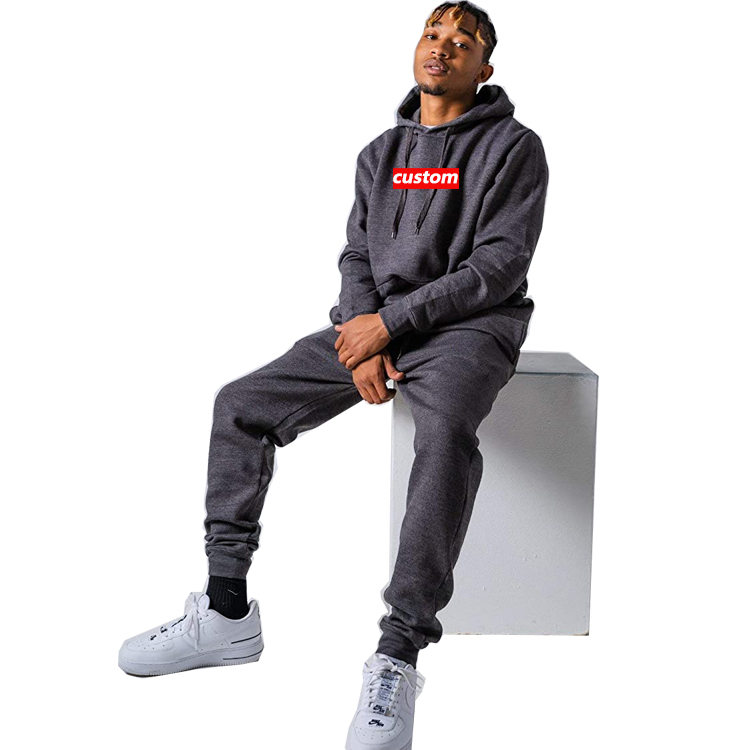 Wholesale Sports Plain Splice Color Blank Cotton Hoodie Set Custom Jogger Tracksuit Mens Tracksuit