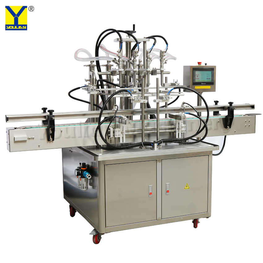 YT4T-4G Automatic 4 Head Food Beverage Machinery Edible Oil Bottle Filling Machine with Belt Conveyor