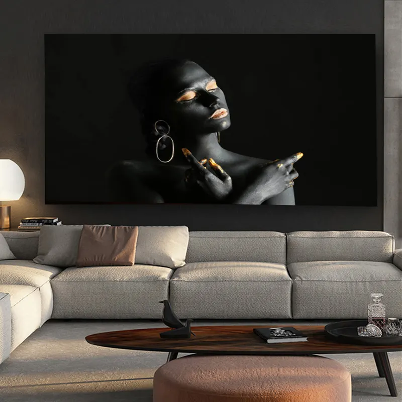 HOT SALE African Paintings HD Crystal Porcelain African black art Gold Woman African Wall Art