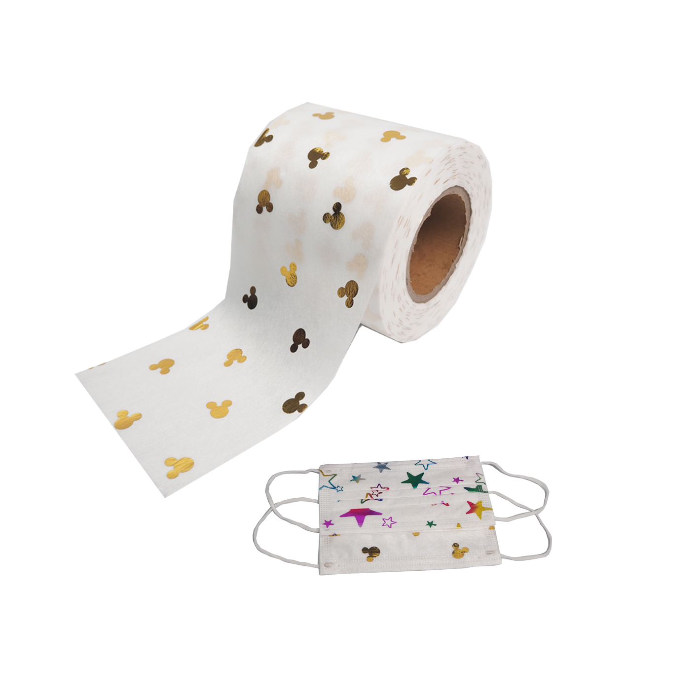 2021 new design Multi Colors Printed PP Spun-bond Non Woven Fabric degradable Raw Material Eyes Mask Earloop