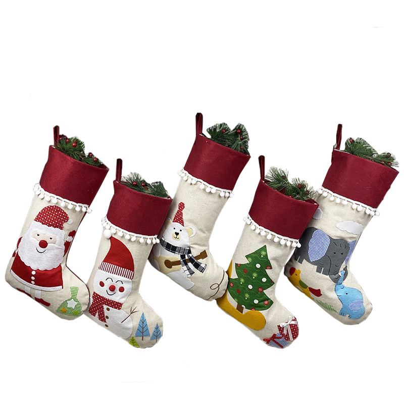 2021 Large Candy Gift Red Penquin Snowballs Luxury Christmas Decorations Stockings for Kids