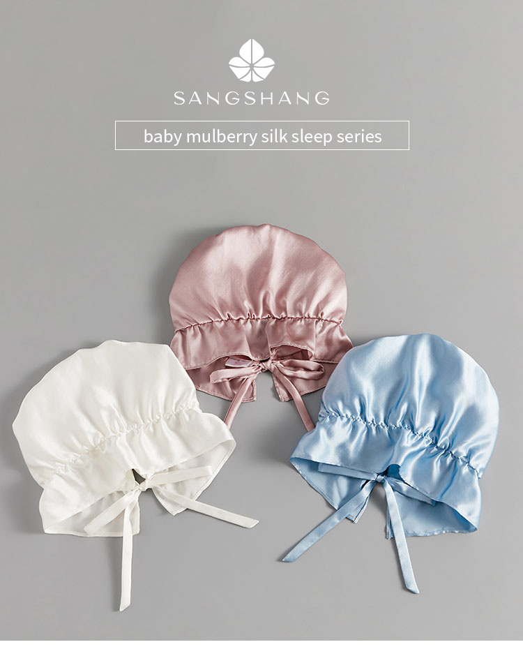 Customizable 100% mulberry silk nightcap newborn baby hair cap full moon child safety ear protector head