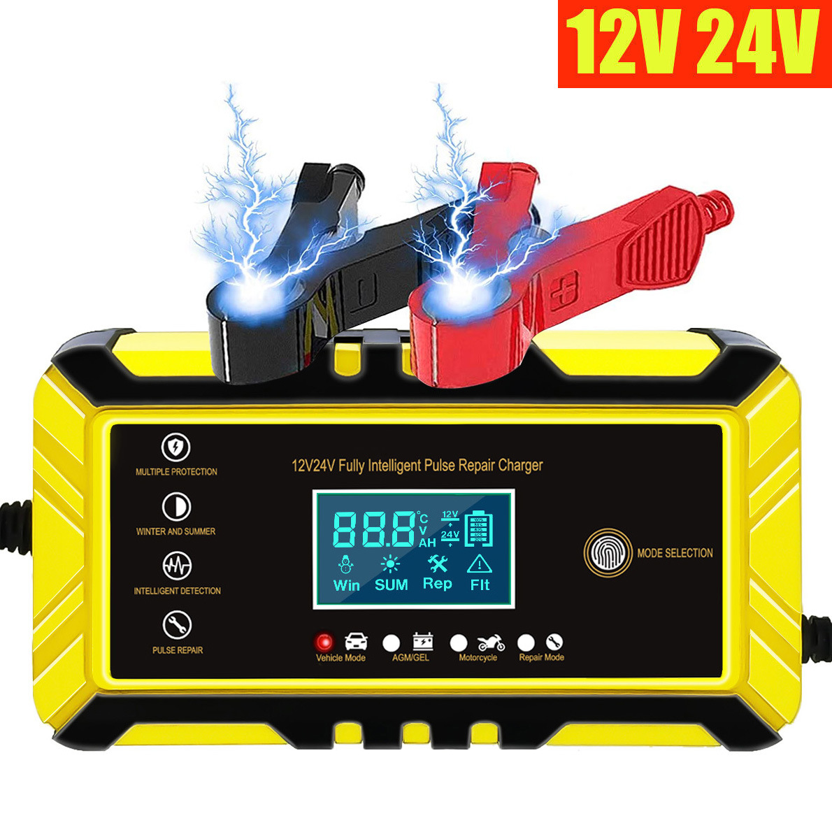 12v24v volt car battery charger motorcycle smart pulse repair battery charger
