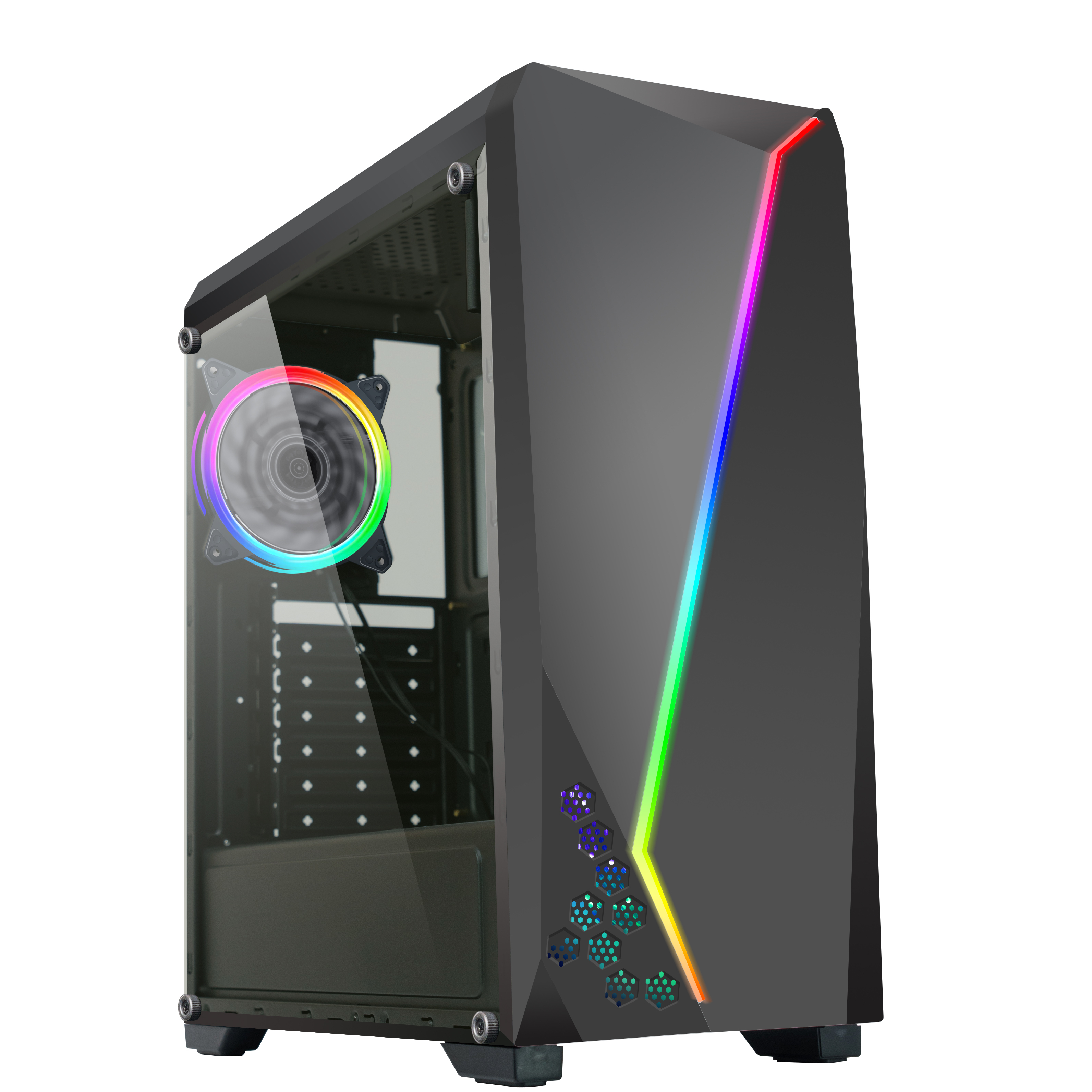 Прямая продажа с фабрики, новый дизайн, RGB полоса, ATX, Настольная башня, акриловый корпус для ПК, корпус для компьютера «сделай сам»