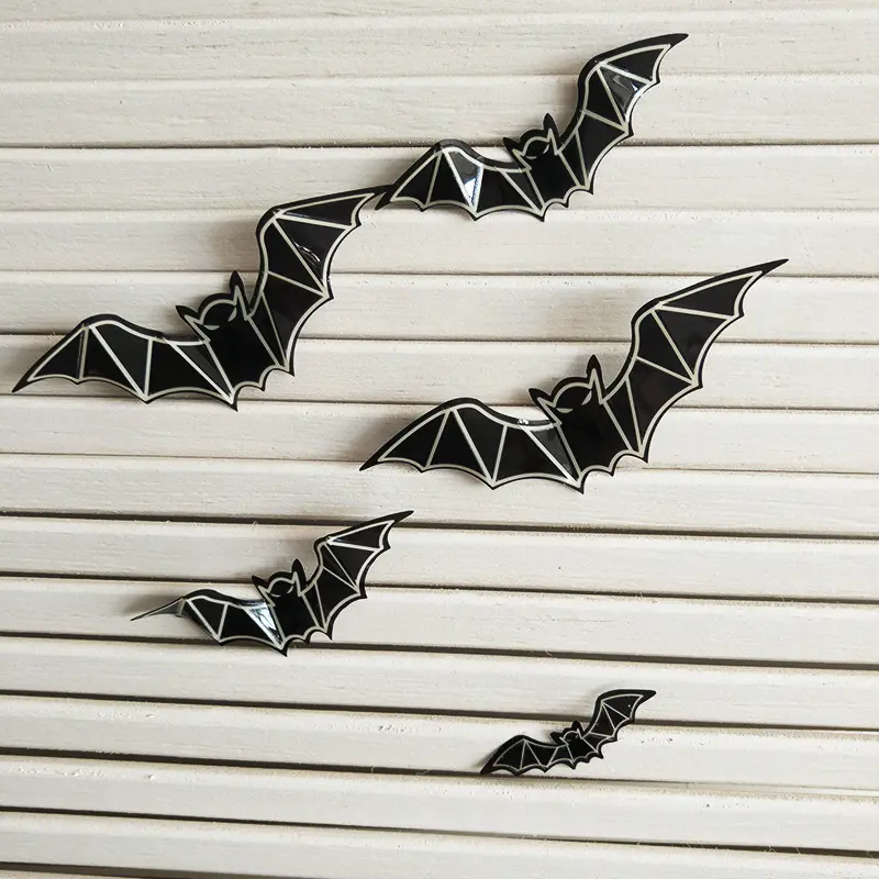 3d Novelty Holloween Glow Bat Wall Stickers 12pcs Luminous pvc Holloween Living Room Decoration Stickers