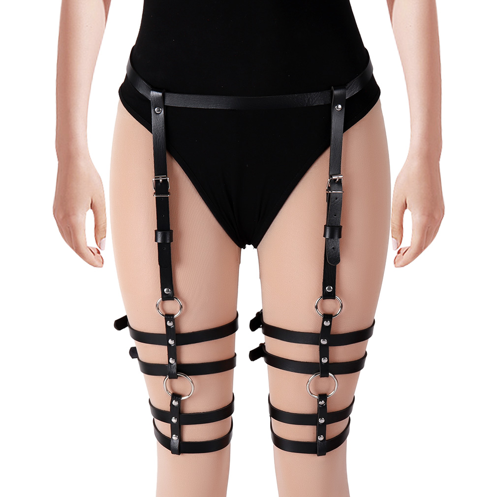 Bondage Harness Woman Body Sexy Erotic Lingerie Leather Leg Harness Garters Stocking Belt Bdsm Suspender Belt