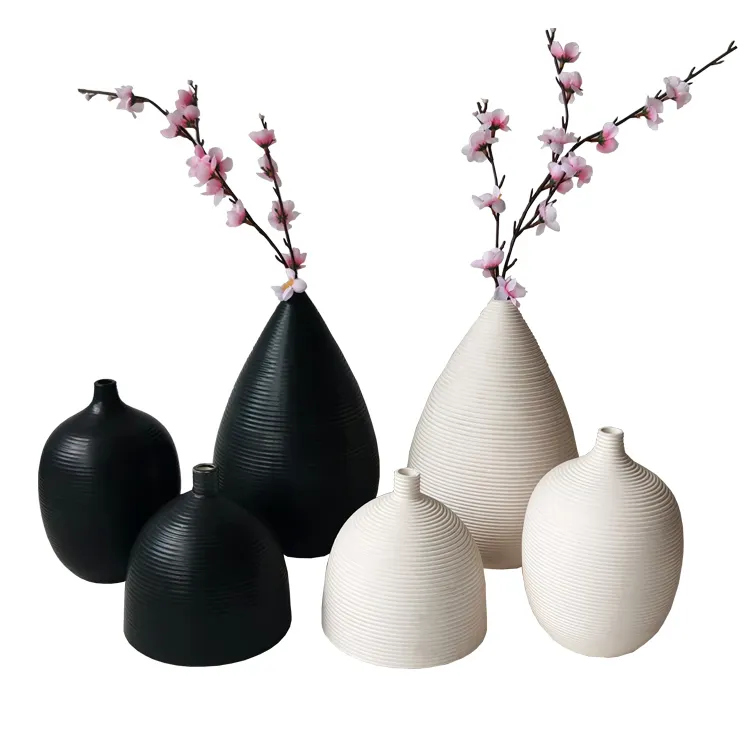 Ceramic Vase for Flowers Home Decor Modern Black White Vase Decorative Vase for Living Room Indoor