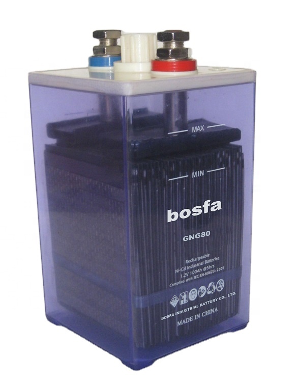 GNG80 bosfa battery 1.2v 80ah high discharge rate Ni-Cd Alkaline nickel-cadmium-batterie 6v