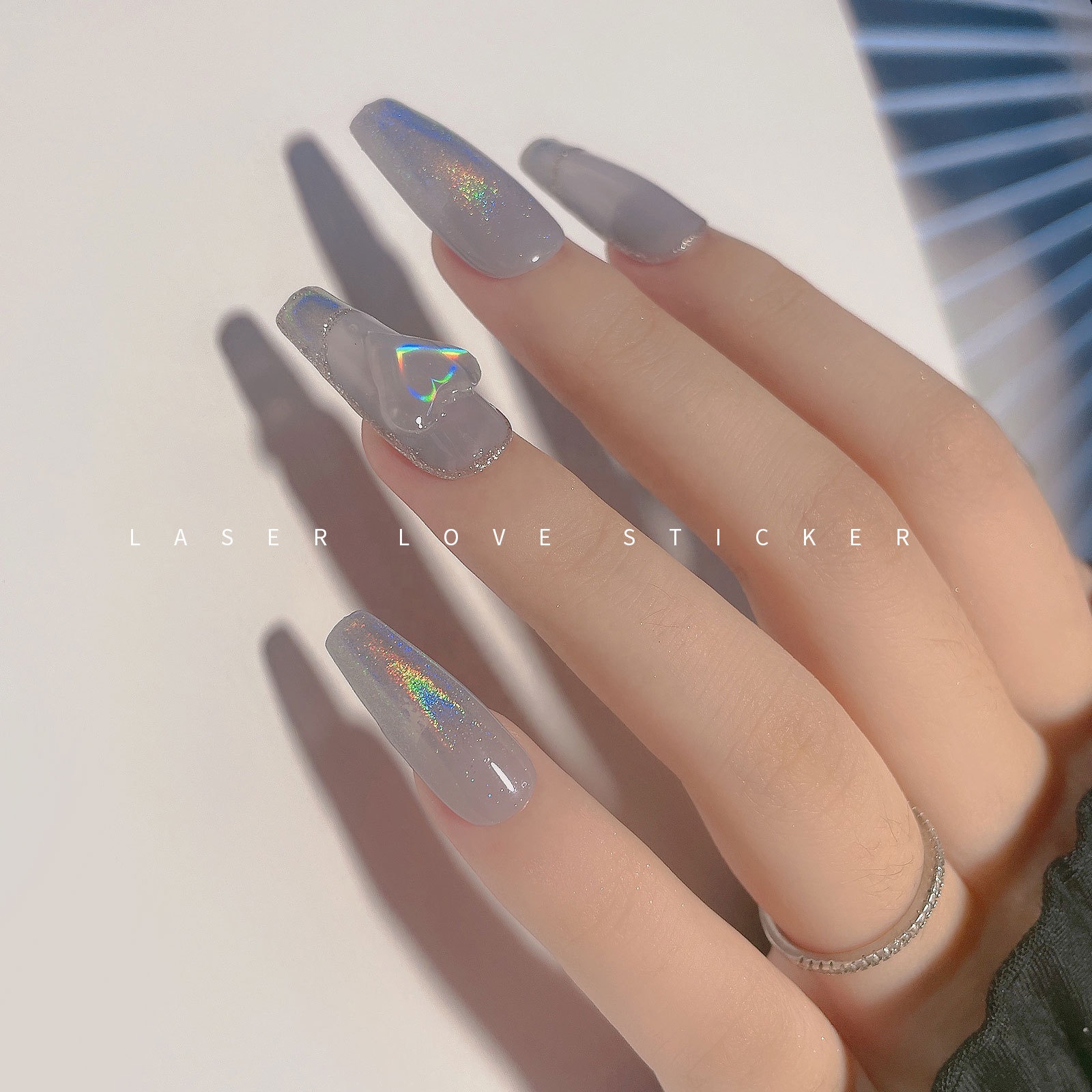 Наклейки и наклейки для ногтей Love Aurora Heart, супервспышка, универсальное лазерное украшение для ногтей Star, товары для маникюра 2021