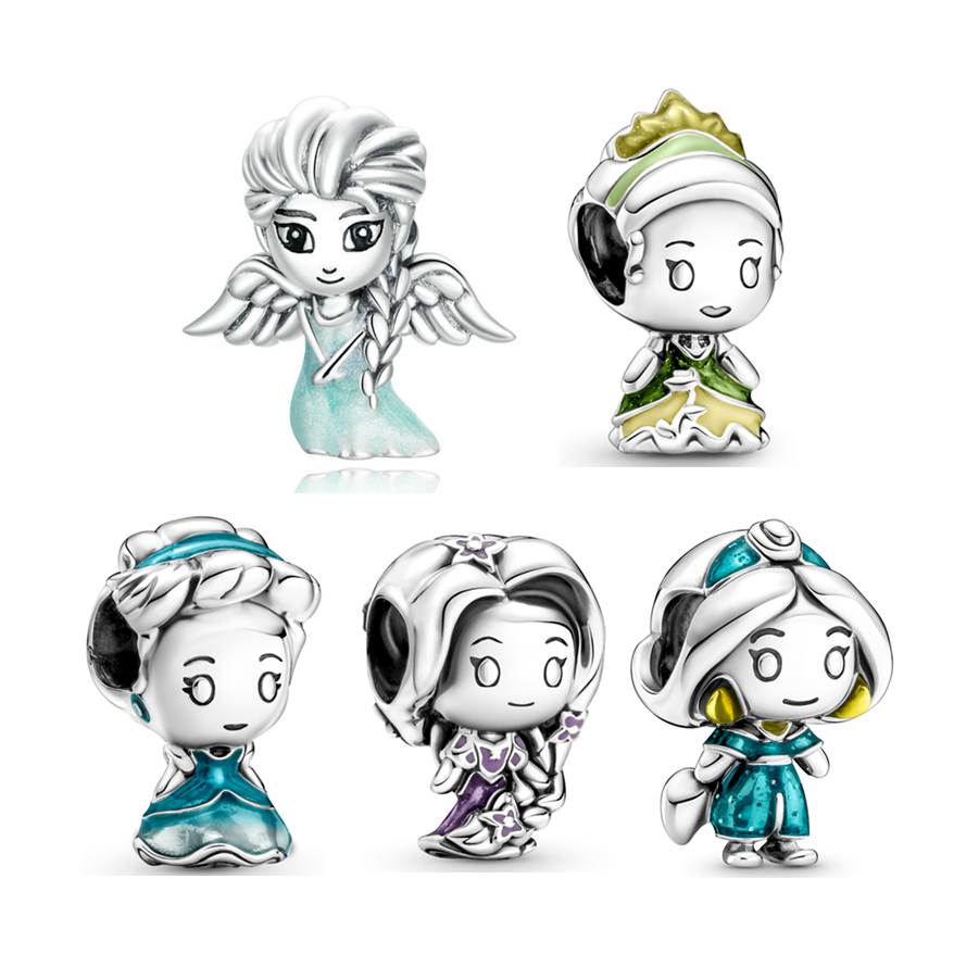925 sterling silver lovely Snow Fairy Beads Ice Princess Cute Anime Character Accessories diy charm beads Jewelry gifts