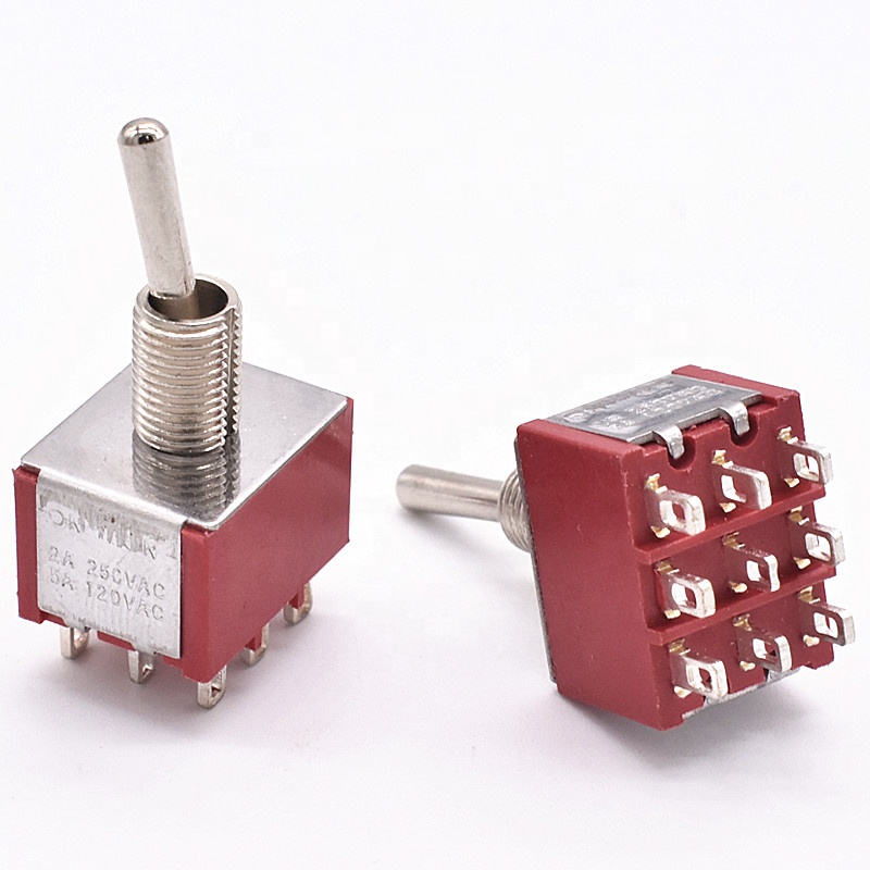 Красный Высокое качество коромысла переключатель 5A120V тумблер металлический 9-контактный разъем поворотный переключатель