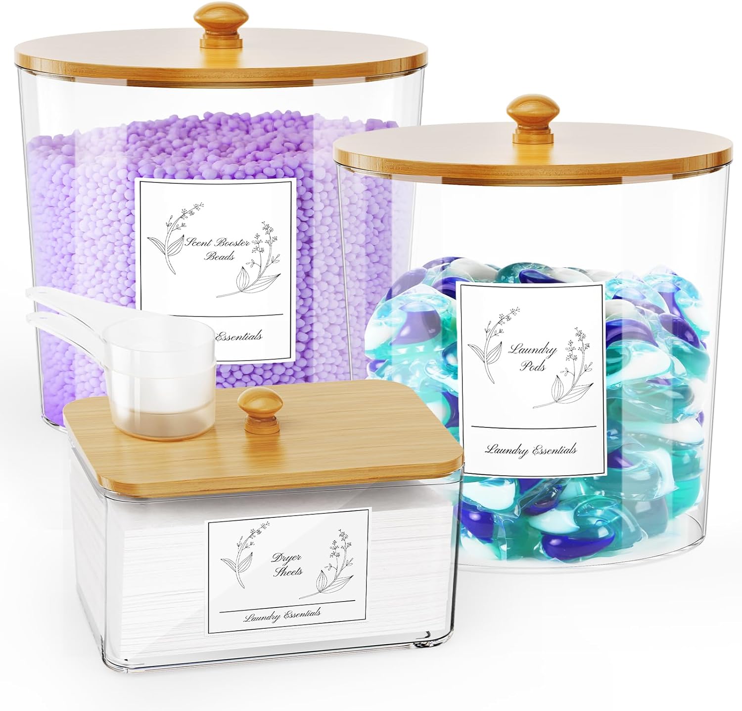 3 Pack Large Plastic Organizer Laundry Room Detergent Storage Organization And Container Jars With Lids