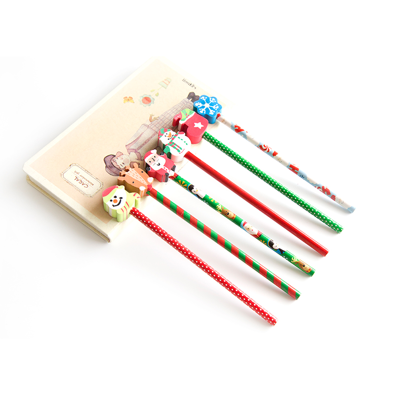 Christmas Pencils  Bulk Pencils with Cute Christmas Pattern Erasers-Colorful Novelty Christmas Gifts