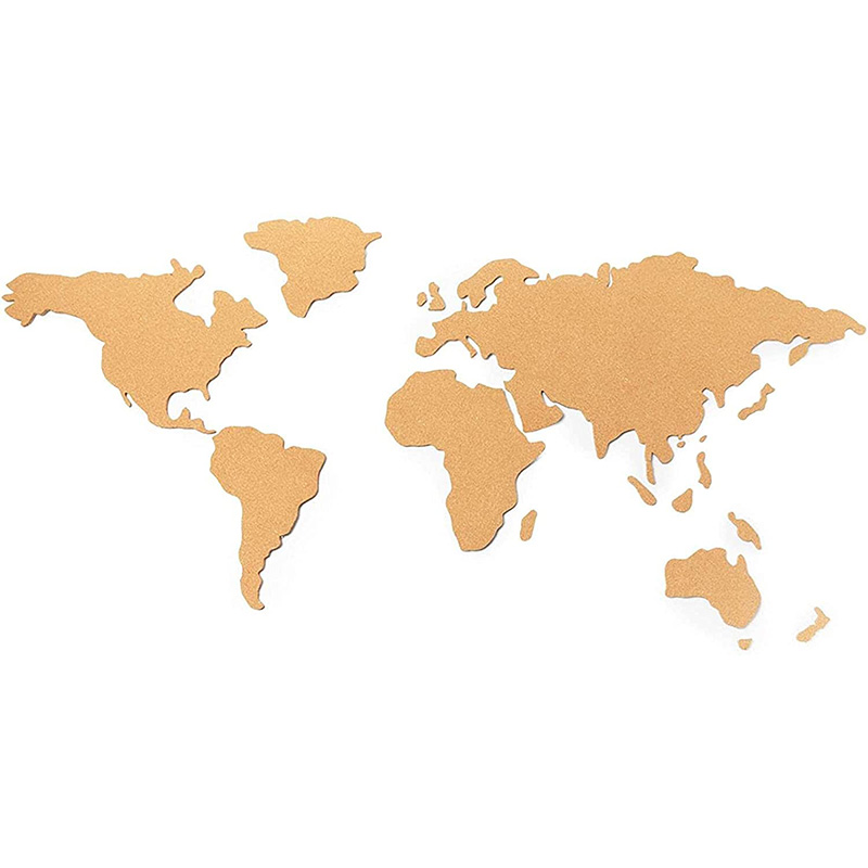 Factory Wholesale Unique Design New World Map Travel Framed Size 100*45cm Cork Pin Board