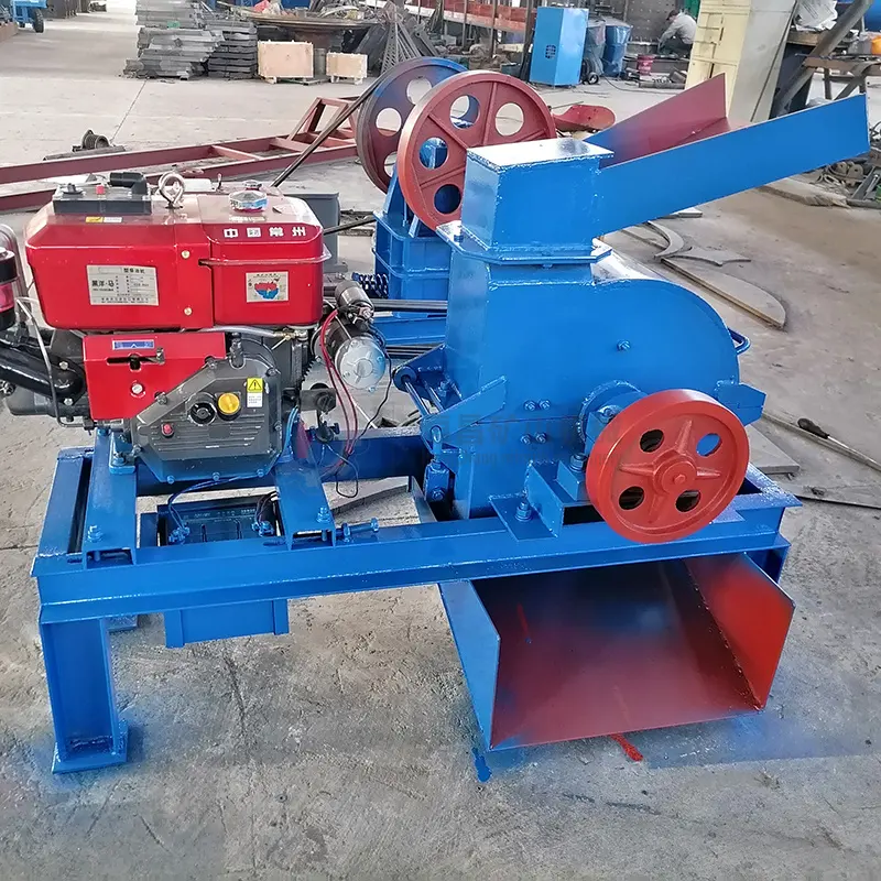 Small Scale Portable Diesel Engine Hard Rock Gold Ore Crushing Machine Glass PC200*300 Hammer Mill Crusher