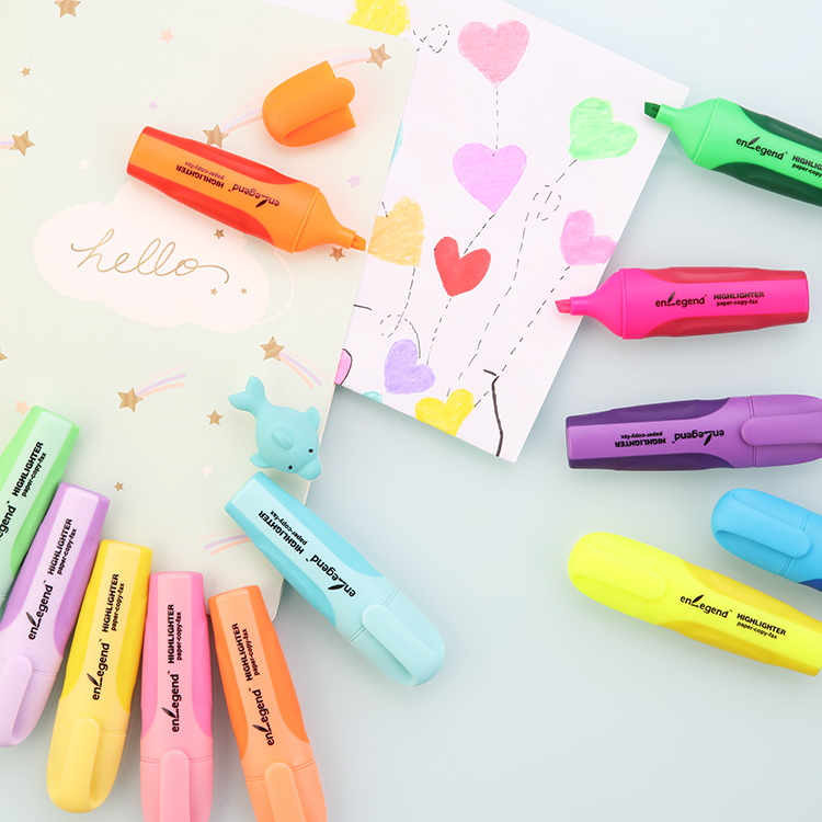 Hiigh quality wholesale non-toxic fluorescent color highlighter pen private label