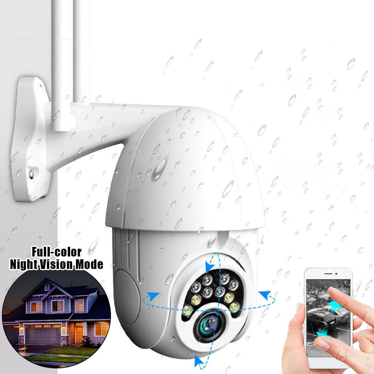 Камера Безопасности WiFi Беспроводная 1080P наружная Водонепроницаемая 10LED 5X Zoom HD 2MP IP66 камера